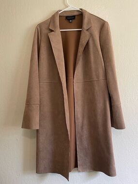 Vici Tan Open-Front Long Trench Coat